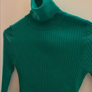 Zara Emerald Green Ribbed Turtleneck Sweater